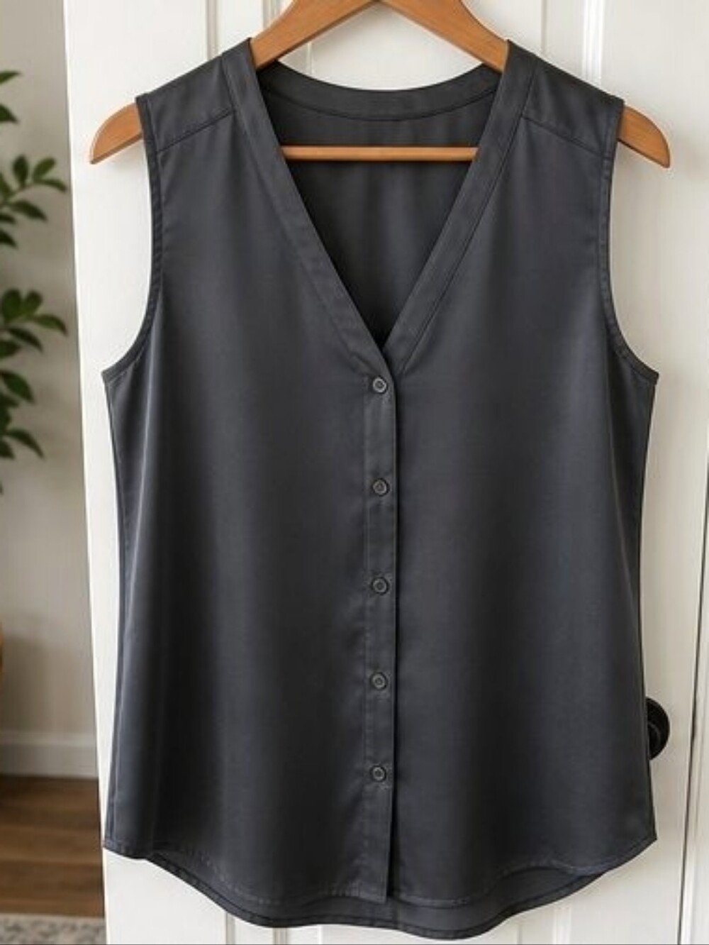 Charcoal Lace Trim Top